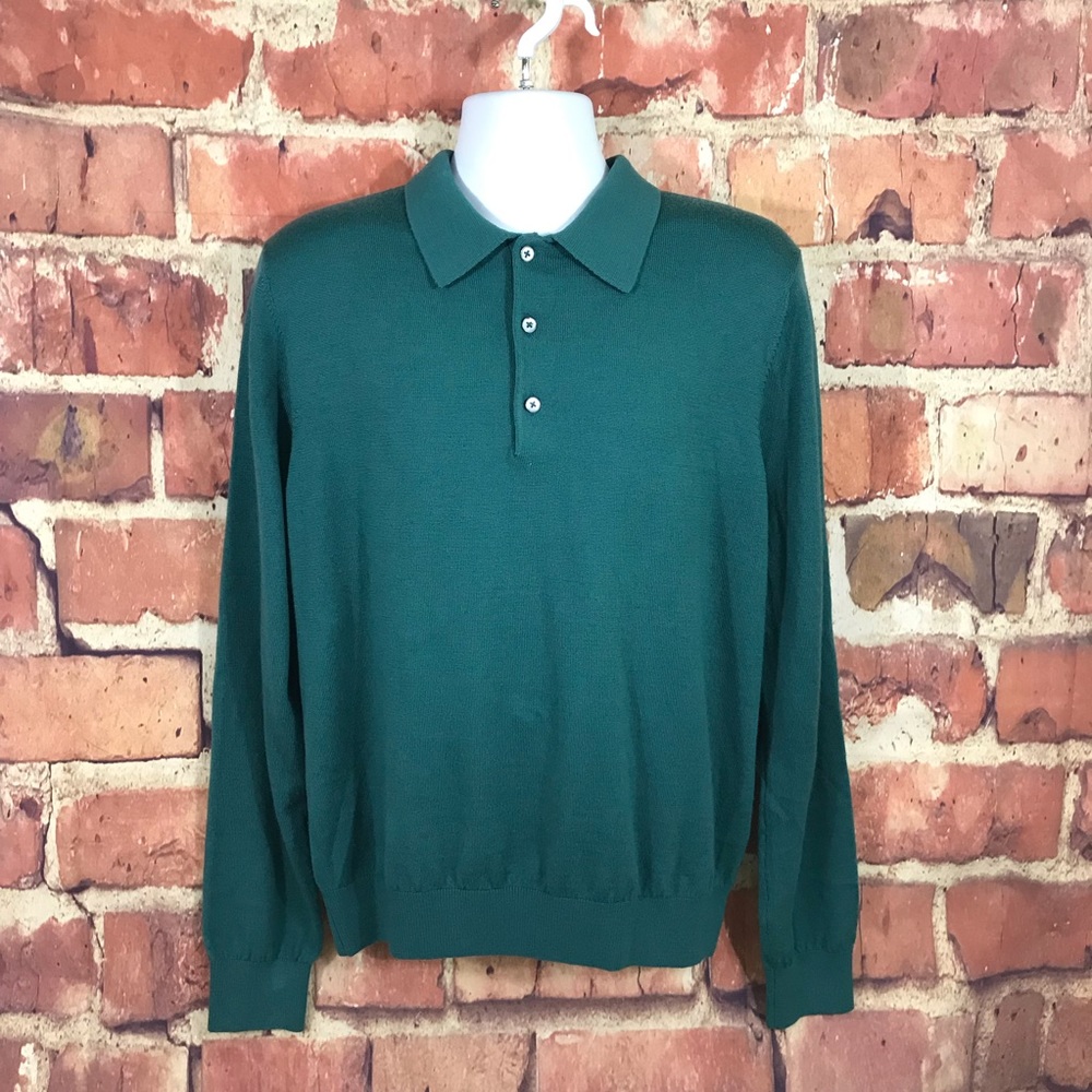 MARTIN M TEAL GREEN 100% ITALIAN WOOL GOLF SWEATER